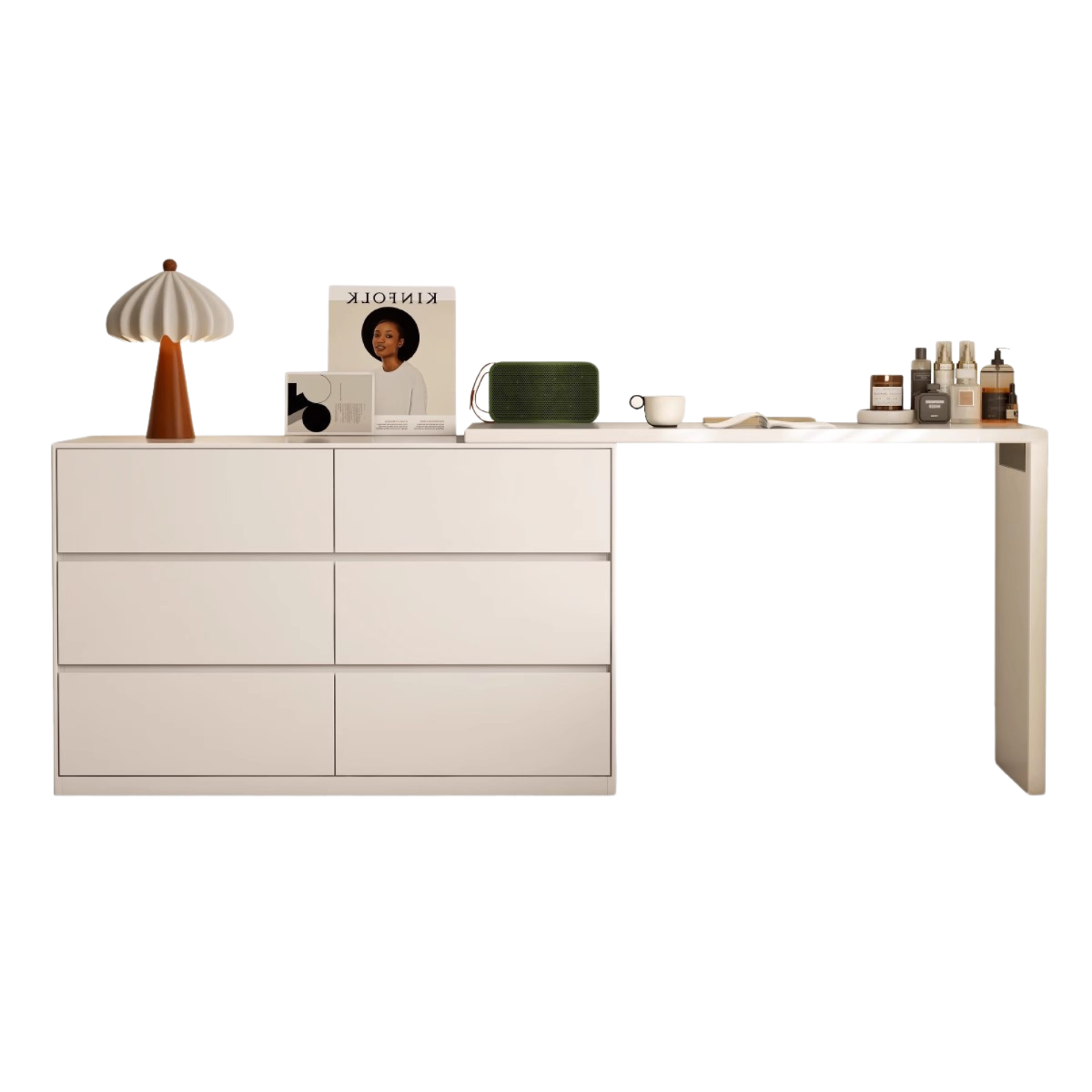 Solid RubberWood Cream Style Telescopic Vanity Table.