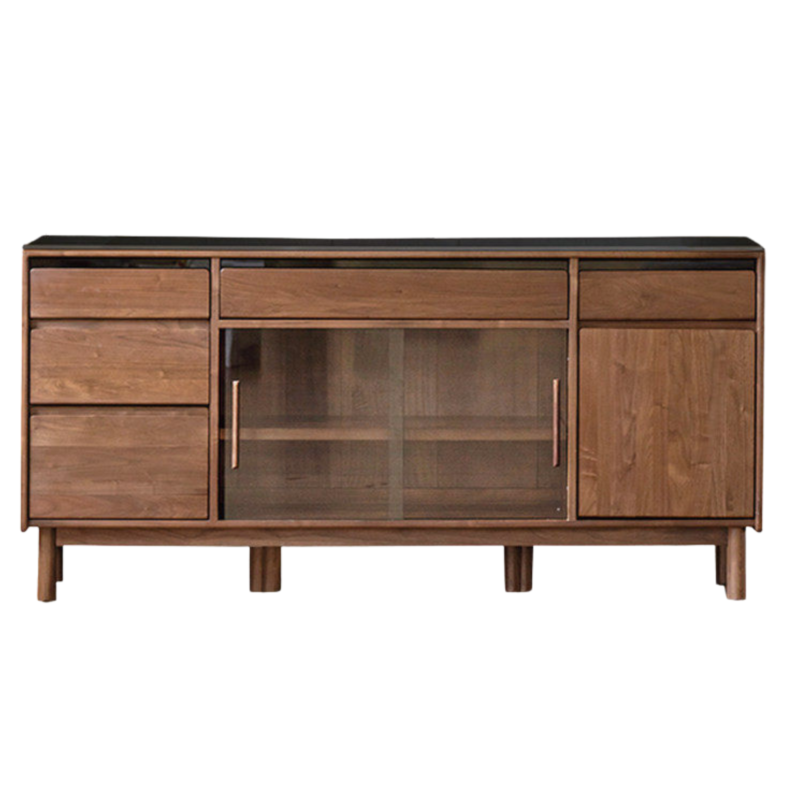 Black Walnut, Sandalwood Solid Wood Light Luxury Rock Plate Sideboard