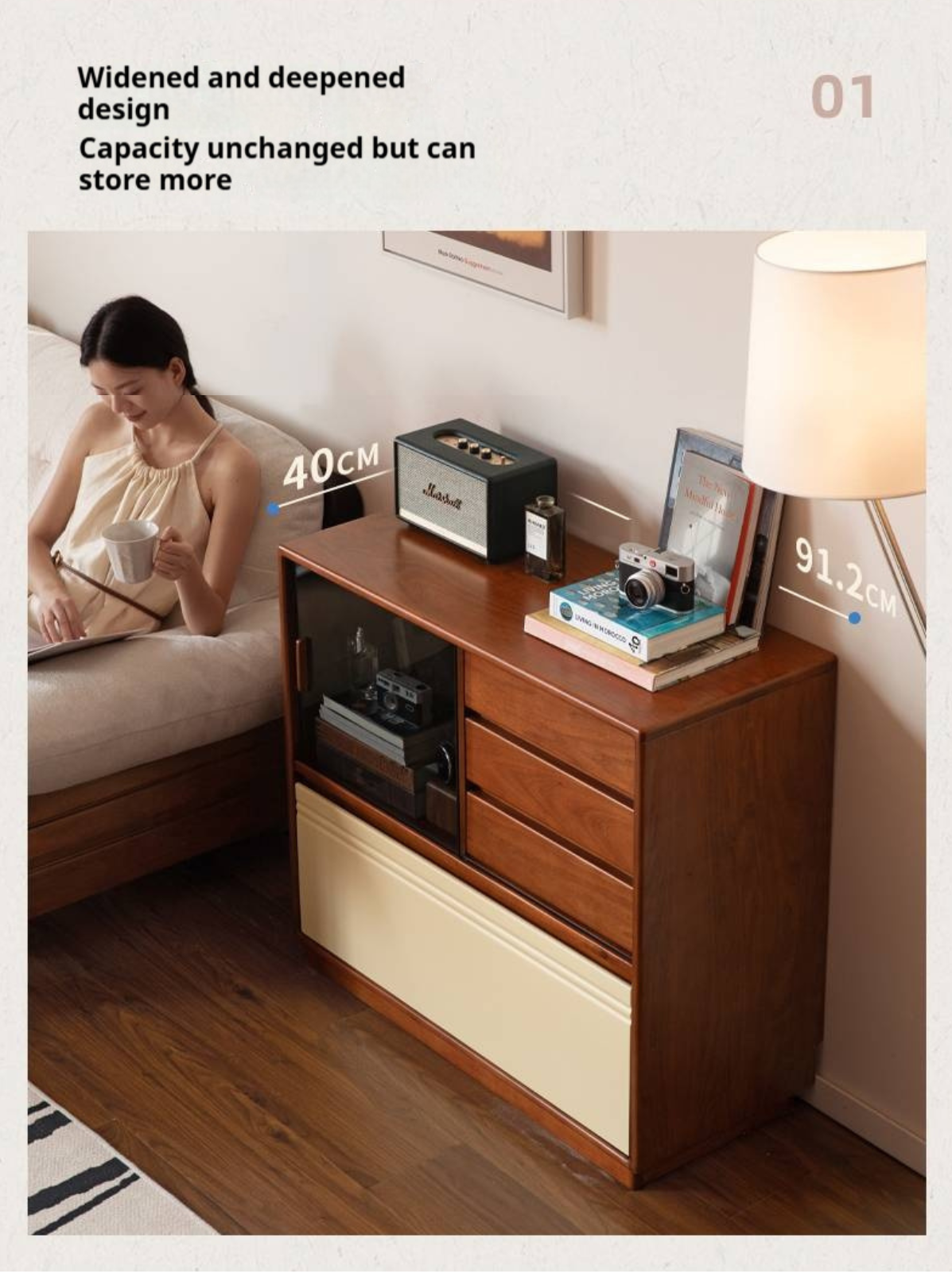 Tulipwood Solid Wood Antique Style Storage Cabinet.