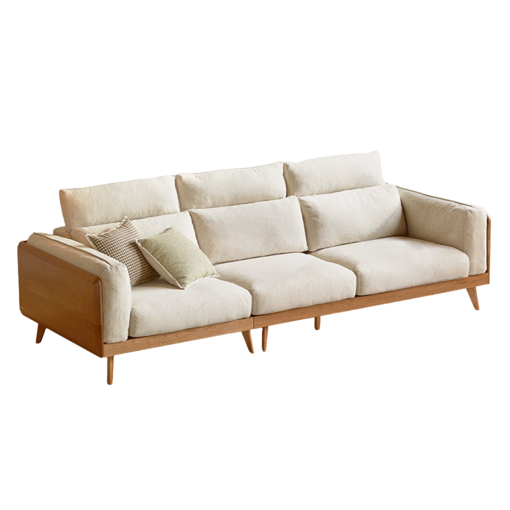 Cherry Solid Wood Black Label Leather Down Sofa.