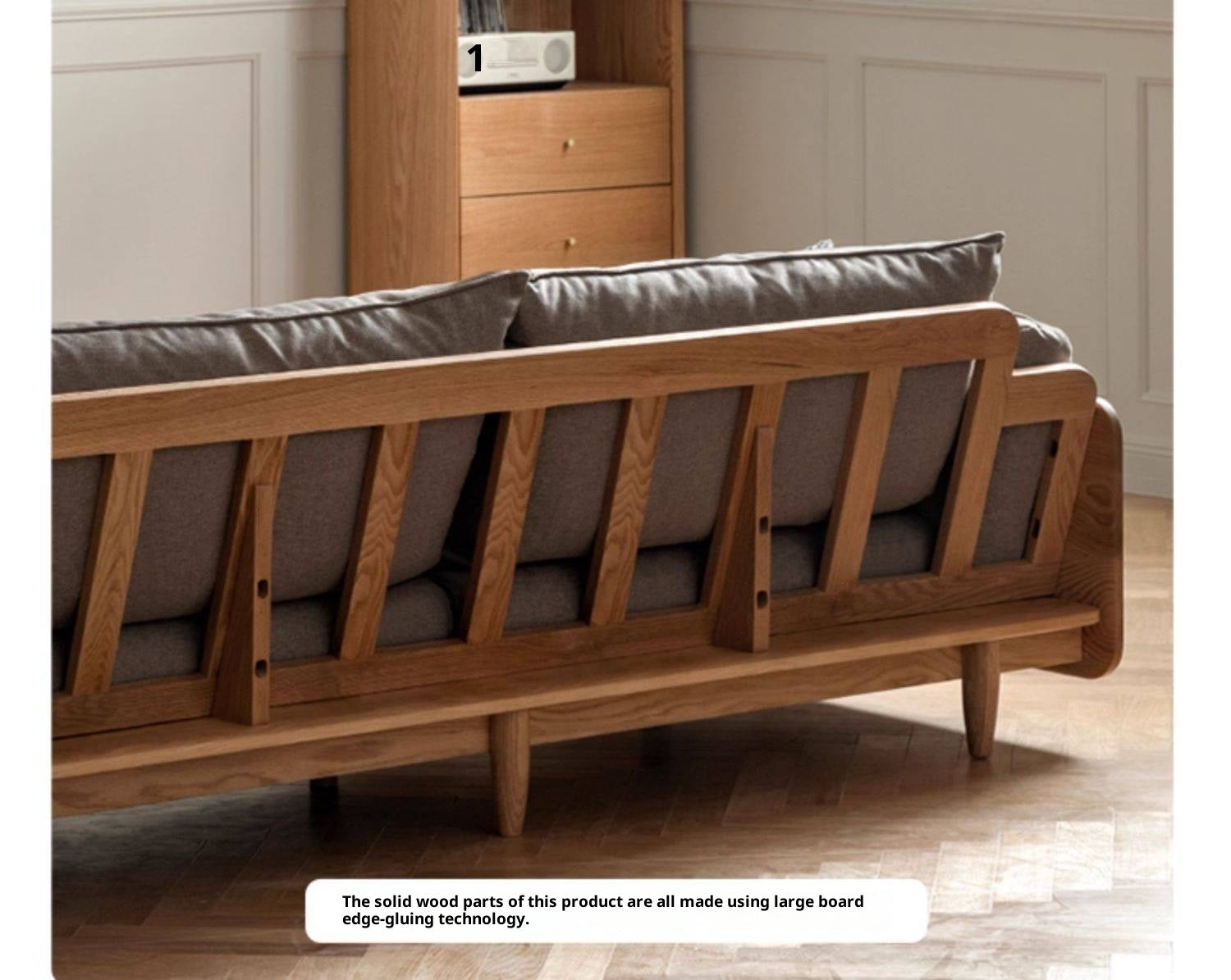 Oak, Ash Solid Wood genuine leather, fabric Sofa