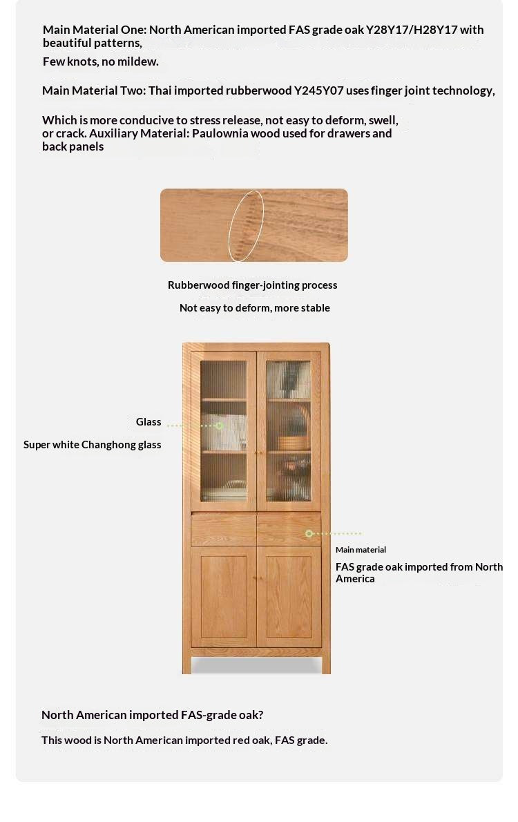 Oak, Solid Rubberwood Modern Minimalist Combination Bookcase