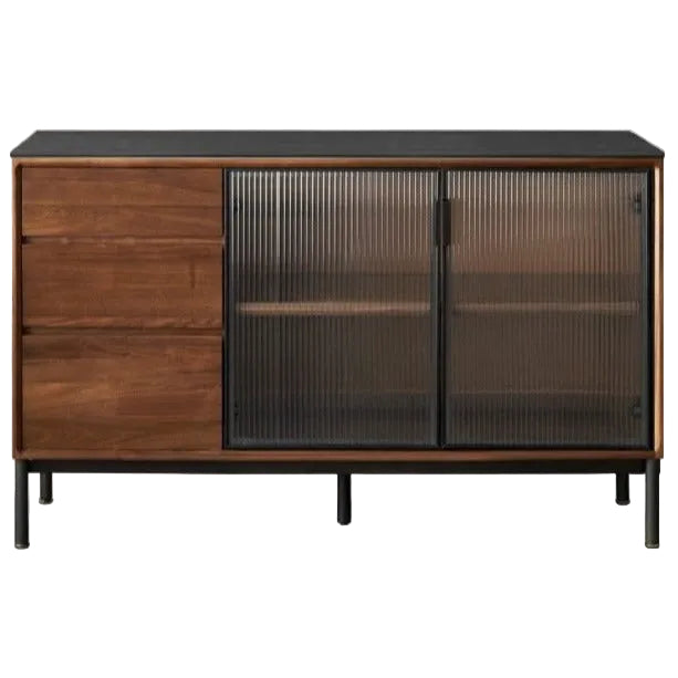 Black Walnut Solid Wood, Sandalwood Rock Sideboard Buffet Cabinet