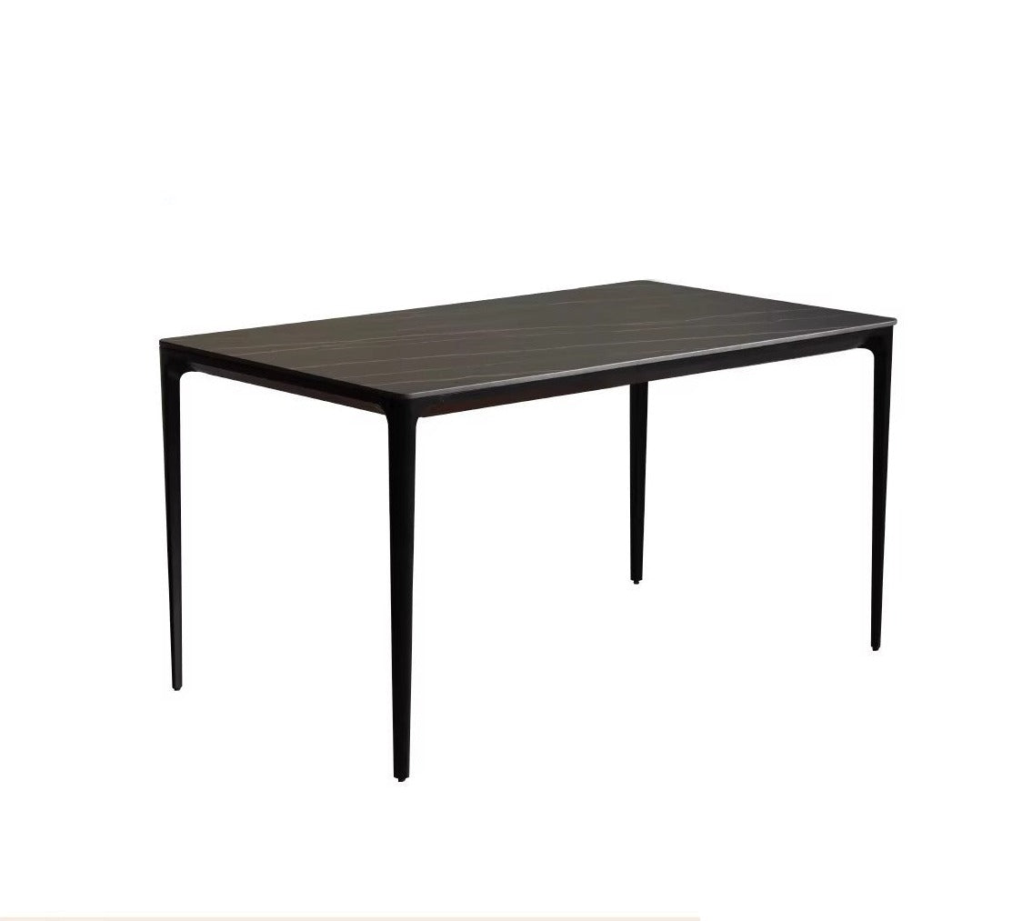 Rock Slab+Metal Italian Light Luxury Black Dining Table