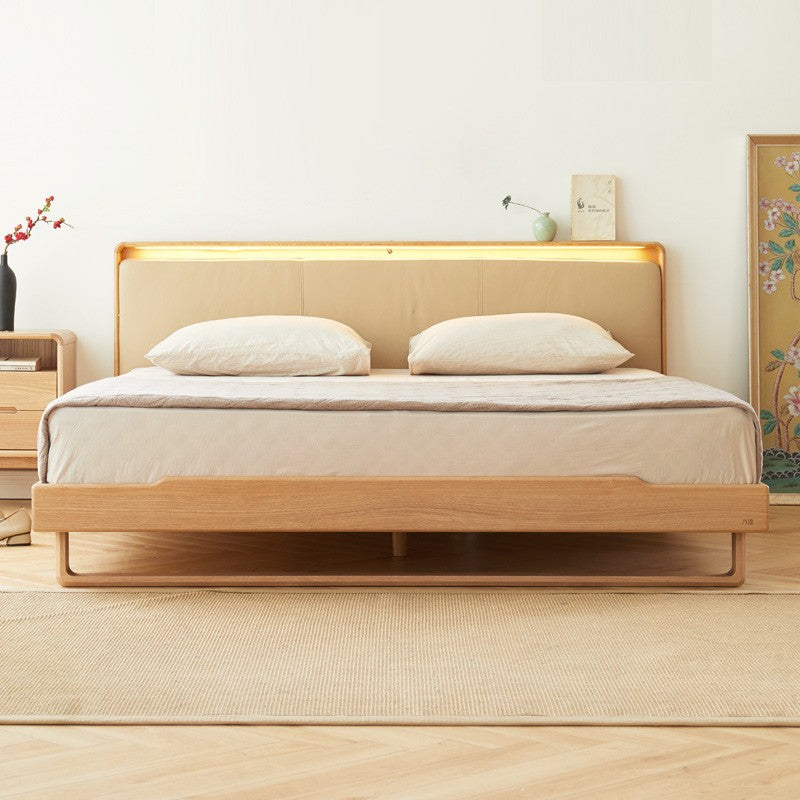 Ash Solid Wood Soft Back Bed Nordic Modern