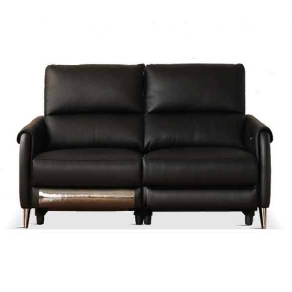 Leather Top Layer Yellow Cowhide Black Multifunctional Electric Sofa,