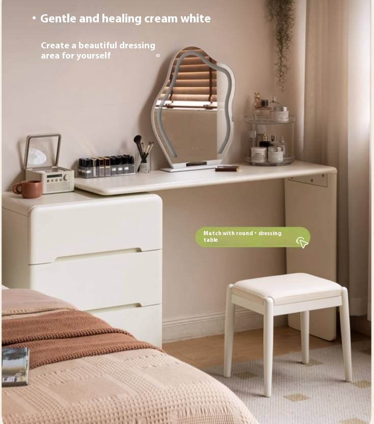 Solid Rubberwood Modern White Makeup Stool