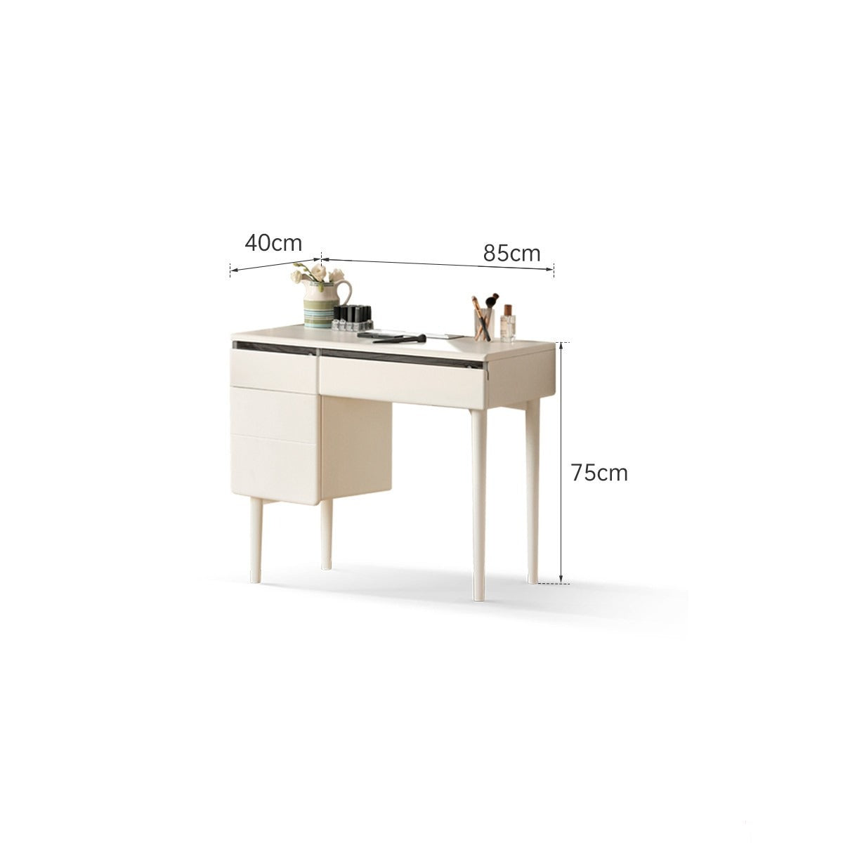 Solid Rubberwood, Poplar Solid Wood Dressing Table Warm White.