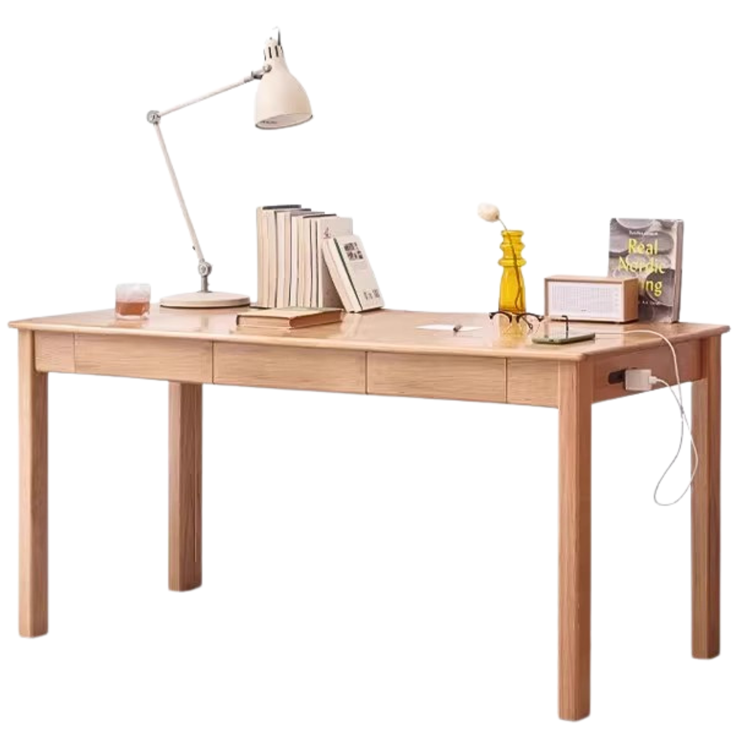 Oak, Ash Solid Wood USB Office Desk