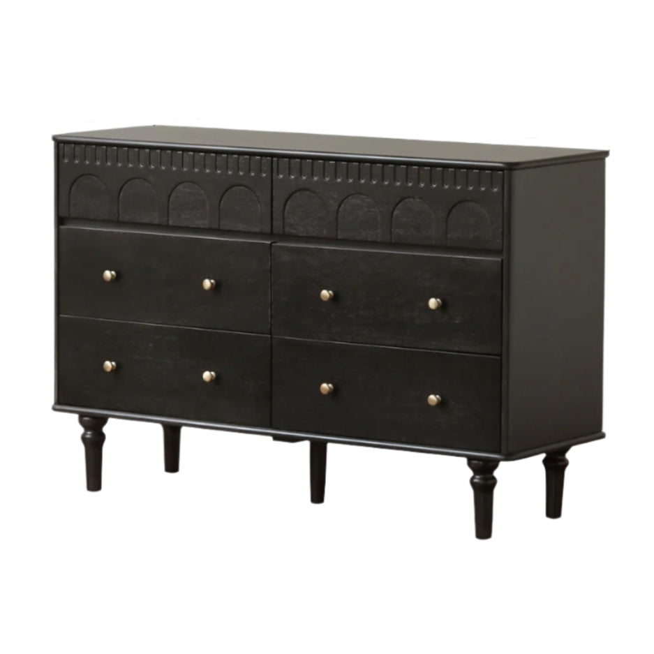 Poplar Solid Wood French Retro Six Drawers.