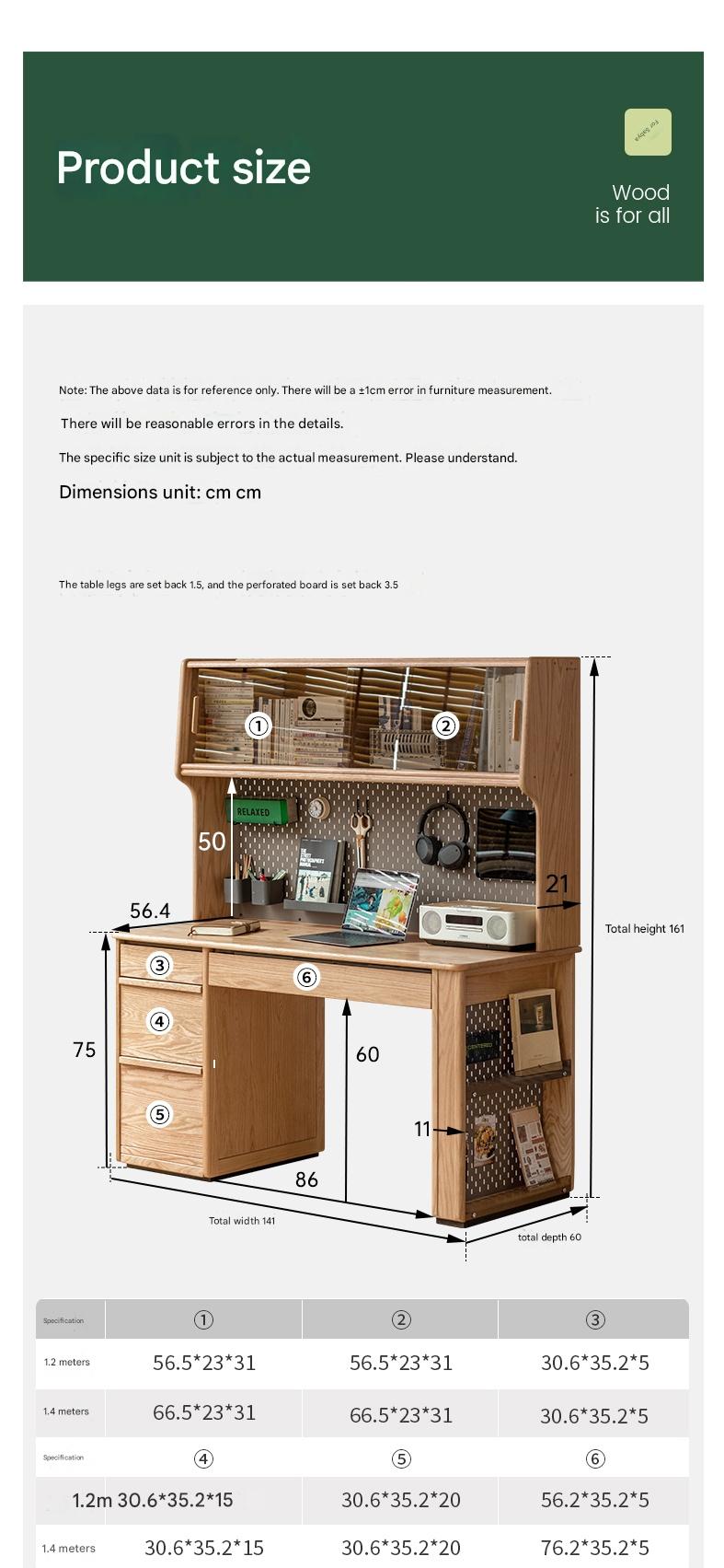 Oak Solid Wood Modern Computer Desk With Shelf
