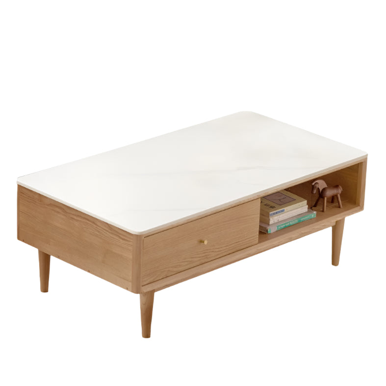 Ash Solid Wood Modern Rock Plate Coffee Table