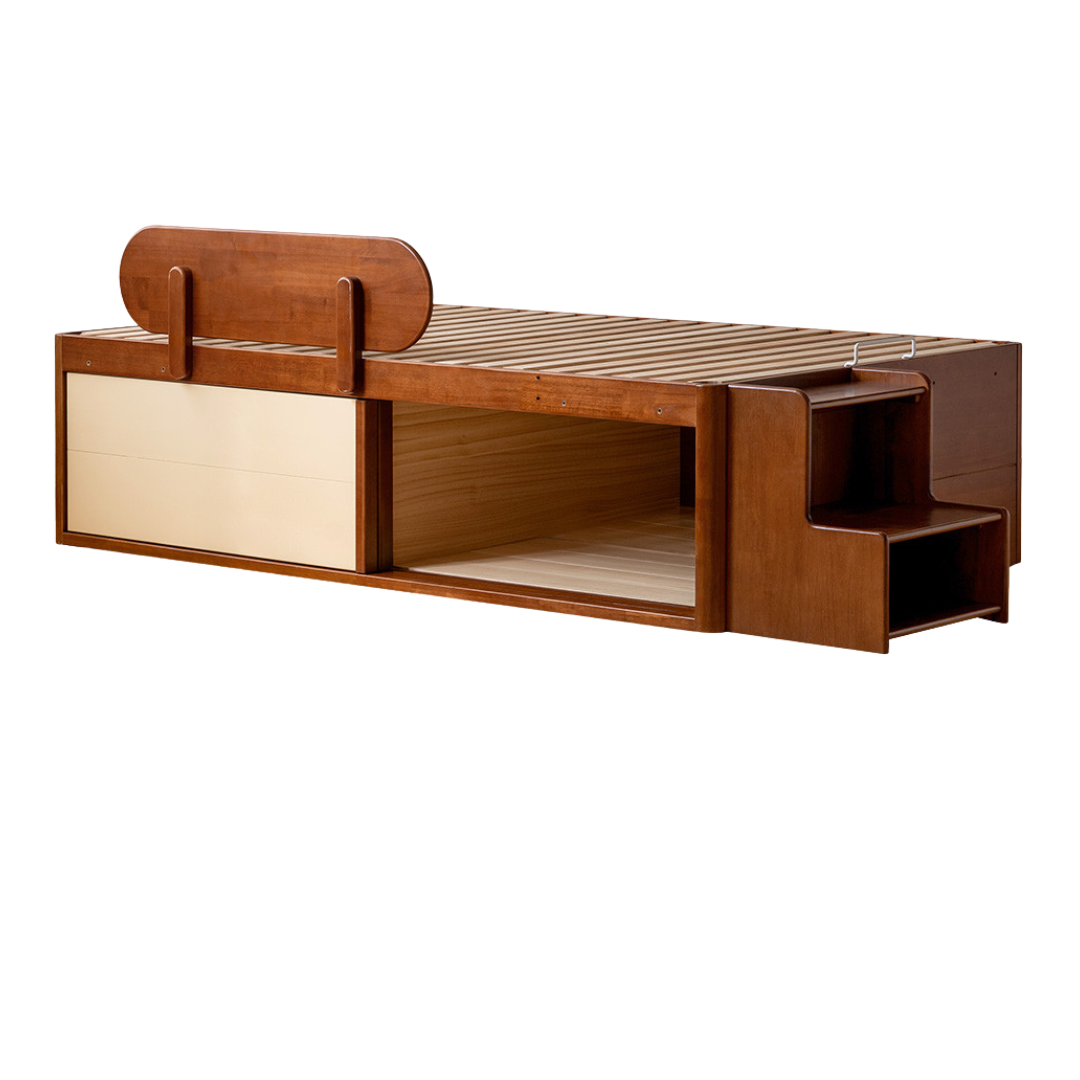 Rubberwood Solid Wood Kids’ Platform Bed and Hidden Storage