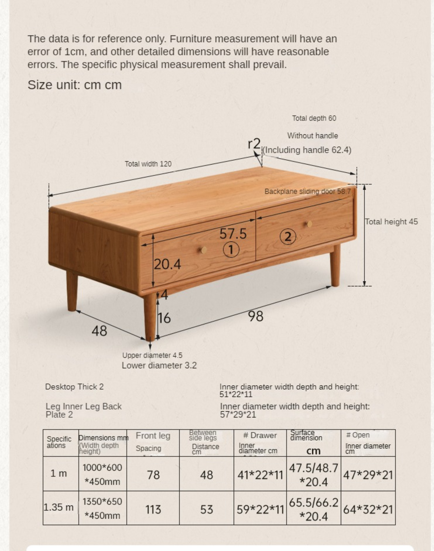 Cherry Solid Wood Antique Coffee Table