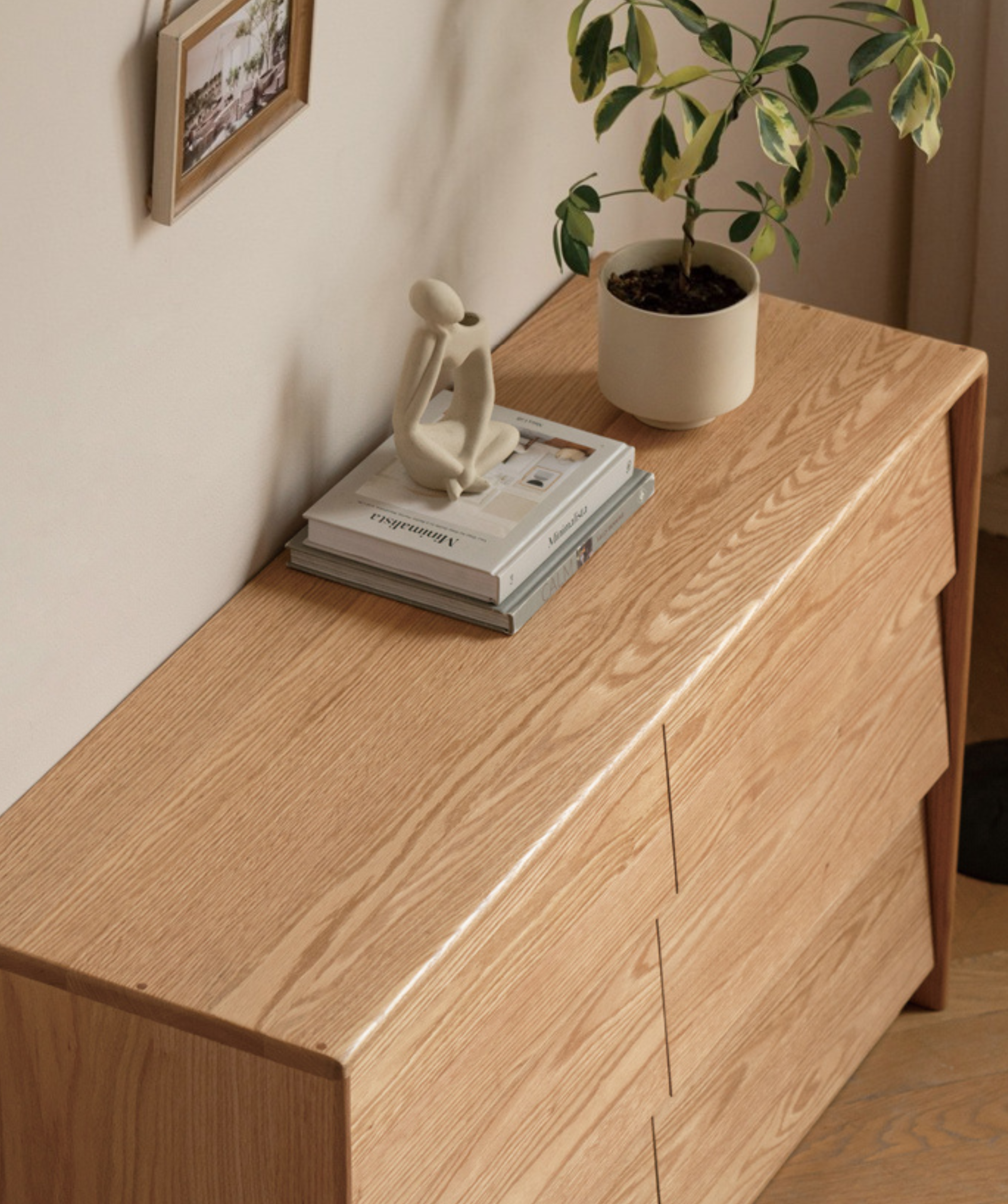 Ash, Oak Solid Wood Slanted Surface Chest of Drawers