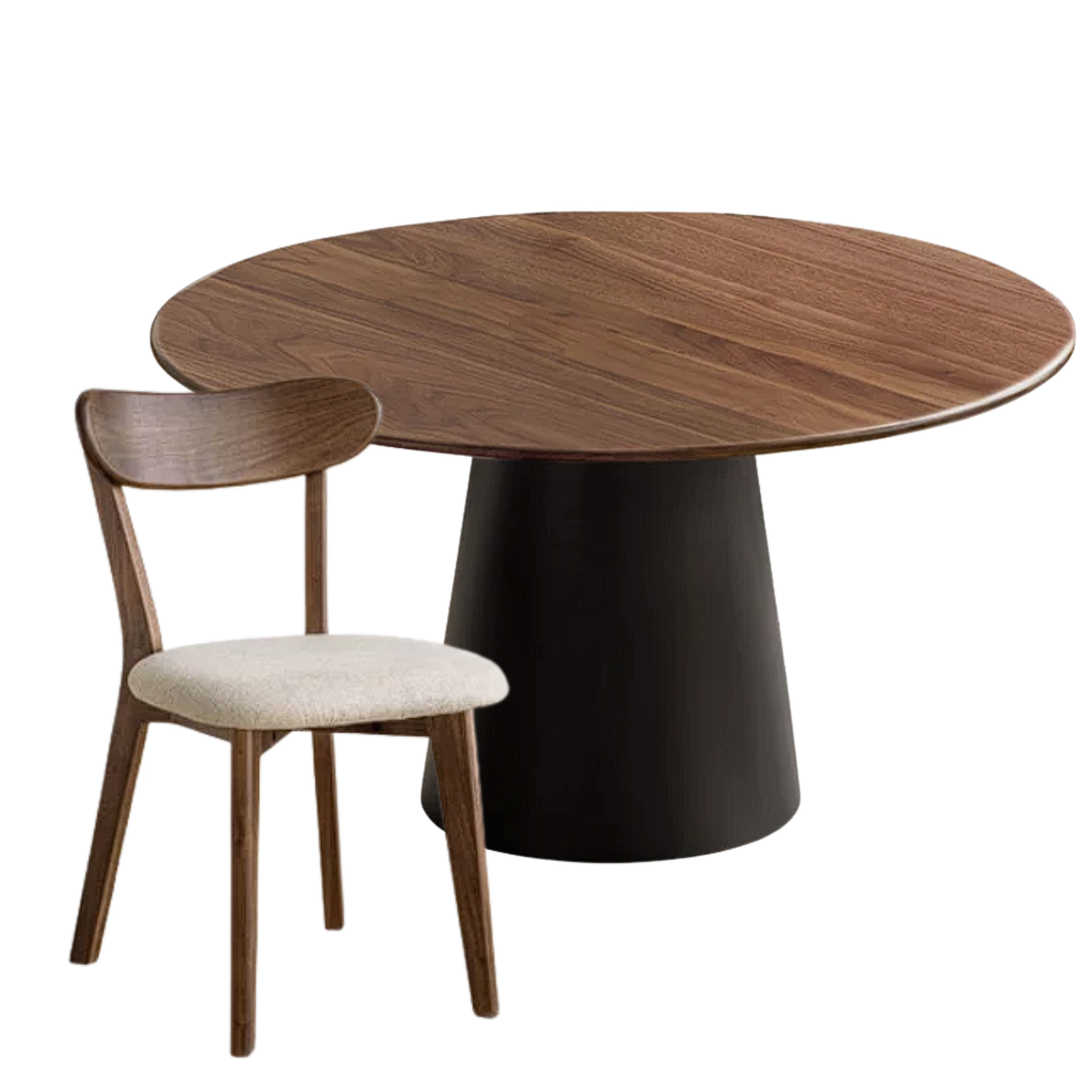 Black Walnut, Oak Solid Wood, Golden Pearwood, Sandalwood Rock Slab Round Dining Table