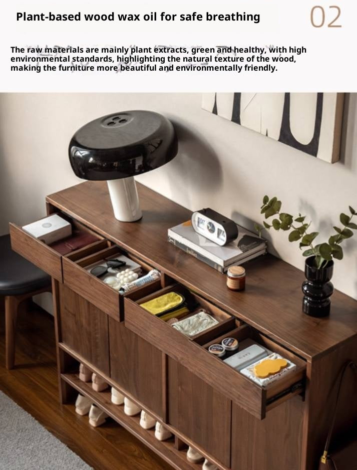 Black Walnut, Oak Solid Wood Italian Light Luxury Shoe Cabinet