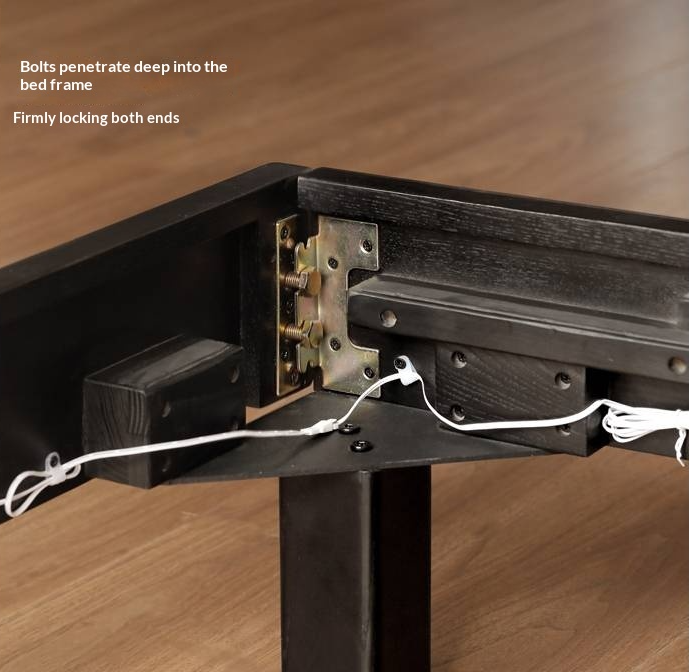 Poplar, Ash Solid Wood Large Board High Headboard Double Household Large Bed