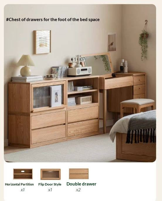 Ash Solid Wood Modern TV Cabinet with Freely Combineable Bookshelf and Storage