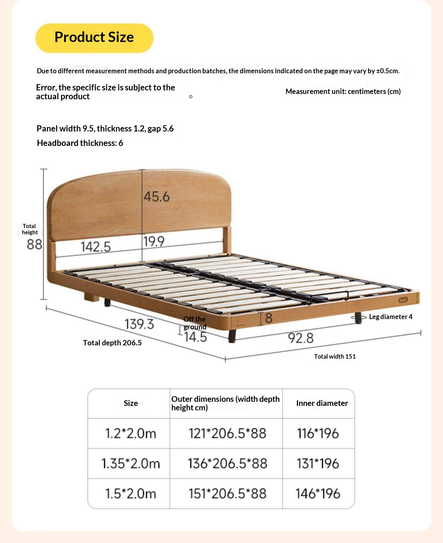 Beech Solid Wood Kids Platform Bed with Rounded Headboard