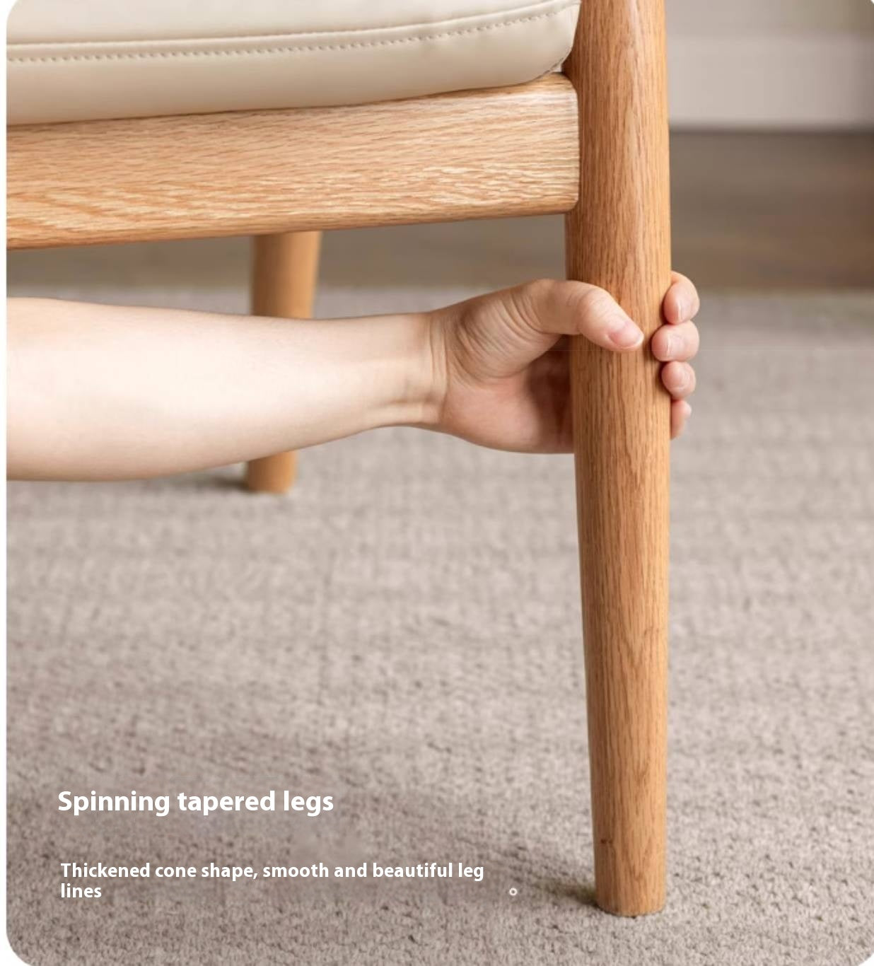 Oak Solid Wood Modern Minimalist Style Leisure Armchair.