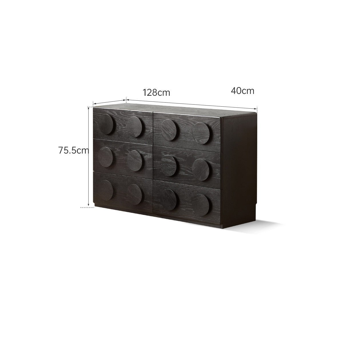 Oak Solid Wood Chest of Drawers Retro Black