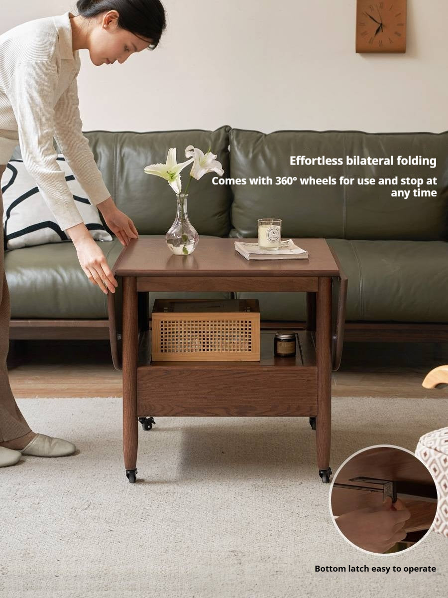 Oak Solid Wood Folding Movable Coffee Table