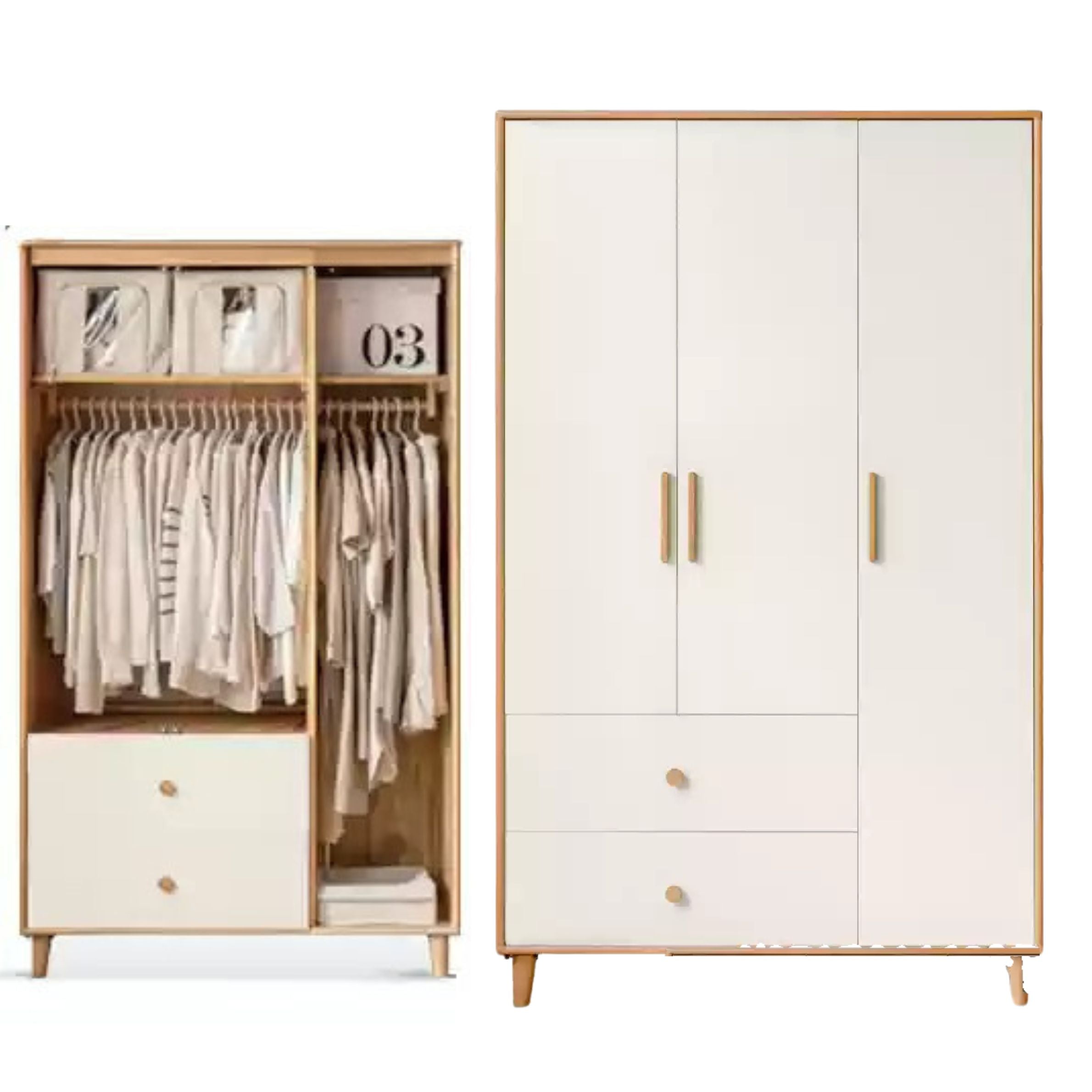 Oak Solid Wood Modern Wardrobe.