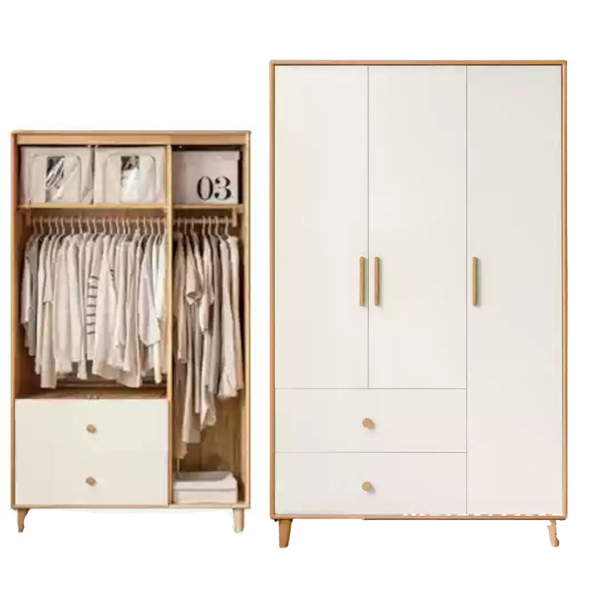 Oak Solid Wood Modern Wardrobe