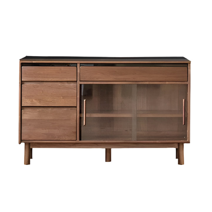 Black Walnut, Sandalwood Solid Wood Light Luxury Rock Plate Sideboard