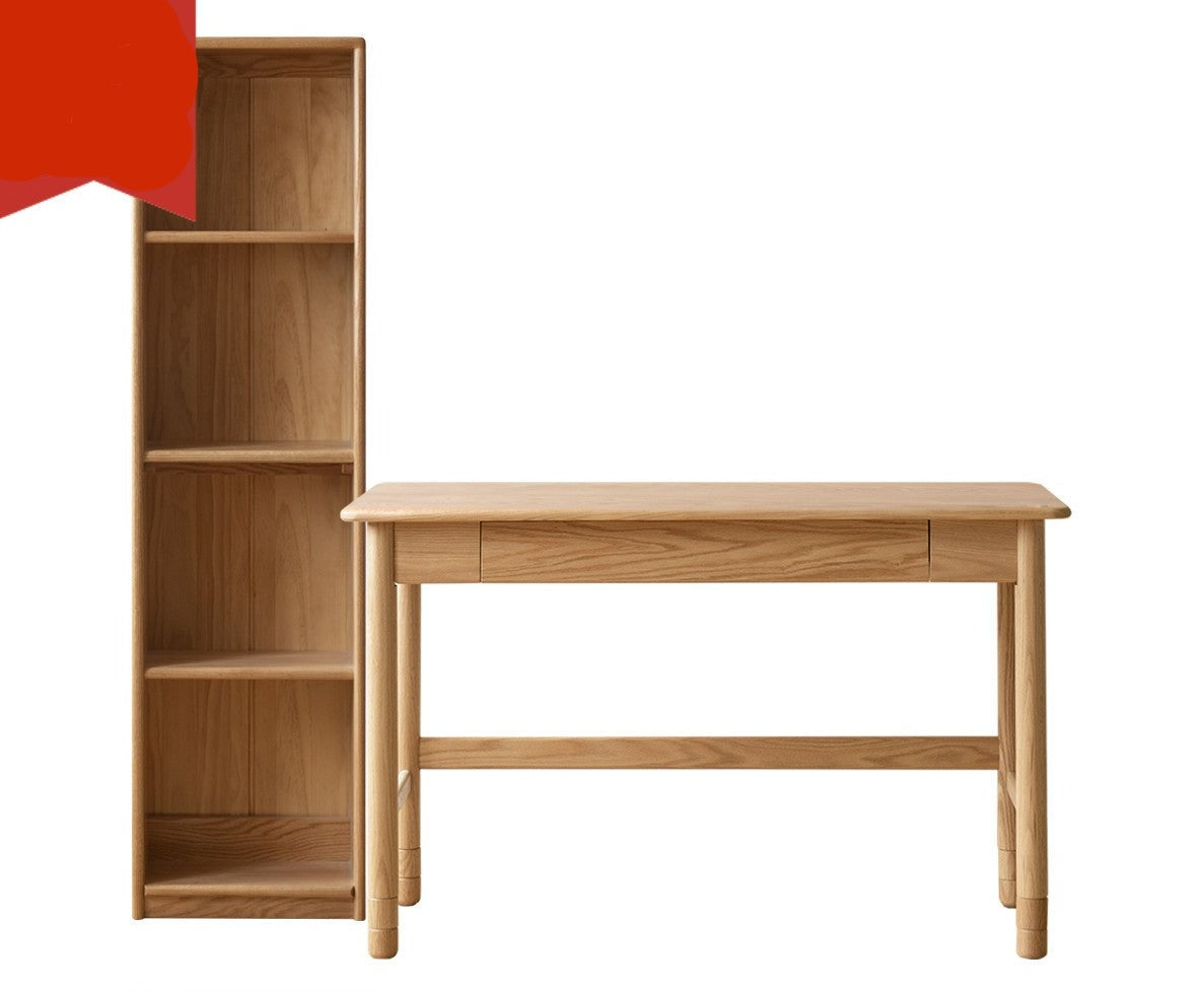 Oak Solid Wood Kids Lifting Study Desk Bookshelf