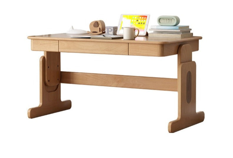 Beech Solid Wood Lifting Desk Bookshelf Combination
