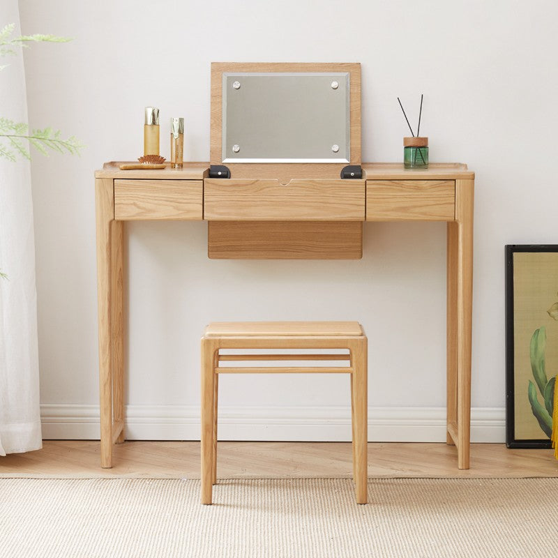 Ash Solid Wood Nordic Soft Makeup Stool
