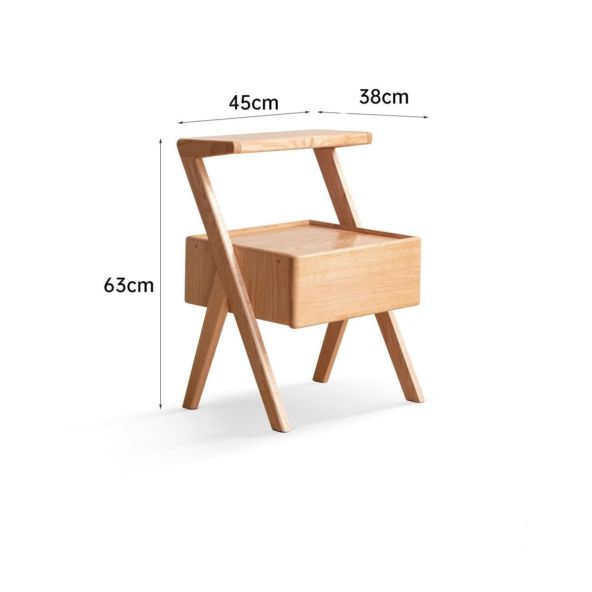 Oak Solid Wood Nightstand Rack Integrated Light)