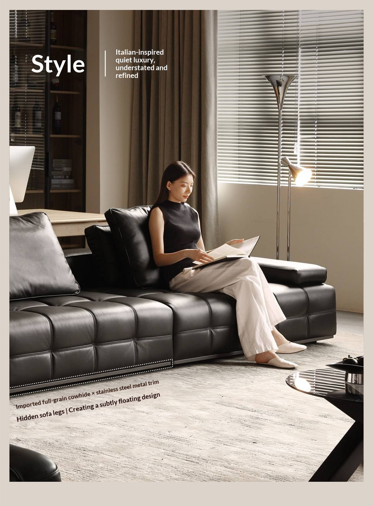 Genuine Leather Lawrence Italian Modern Sofa