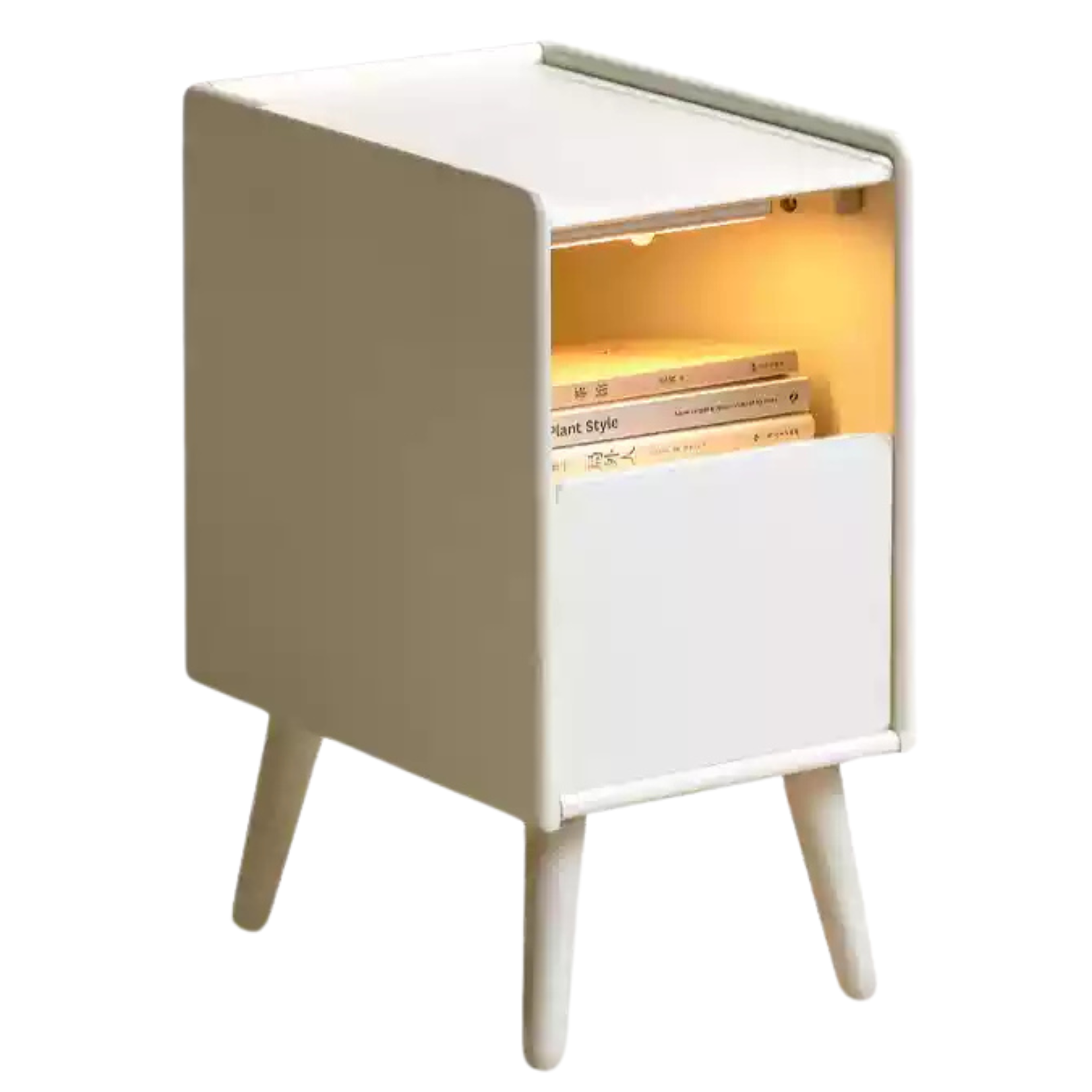 Oak Solid Wood, Solid Rubberwood Ultra-Narrow Nightstand.