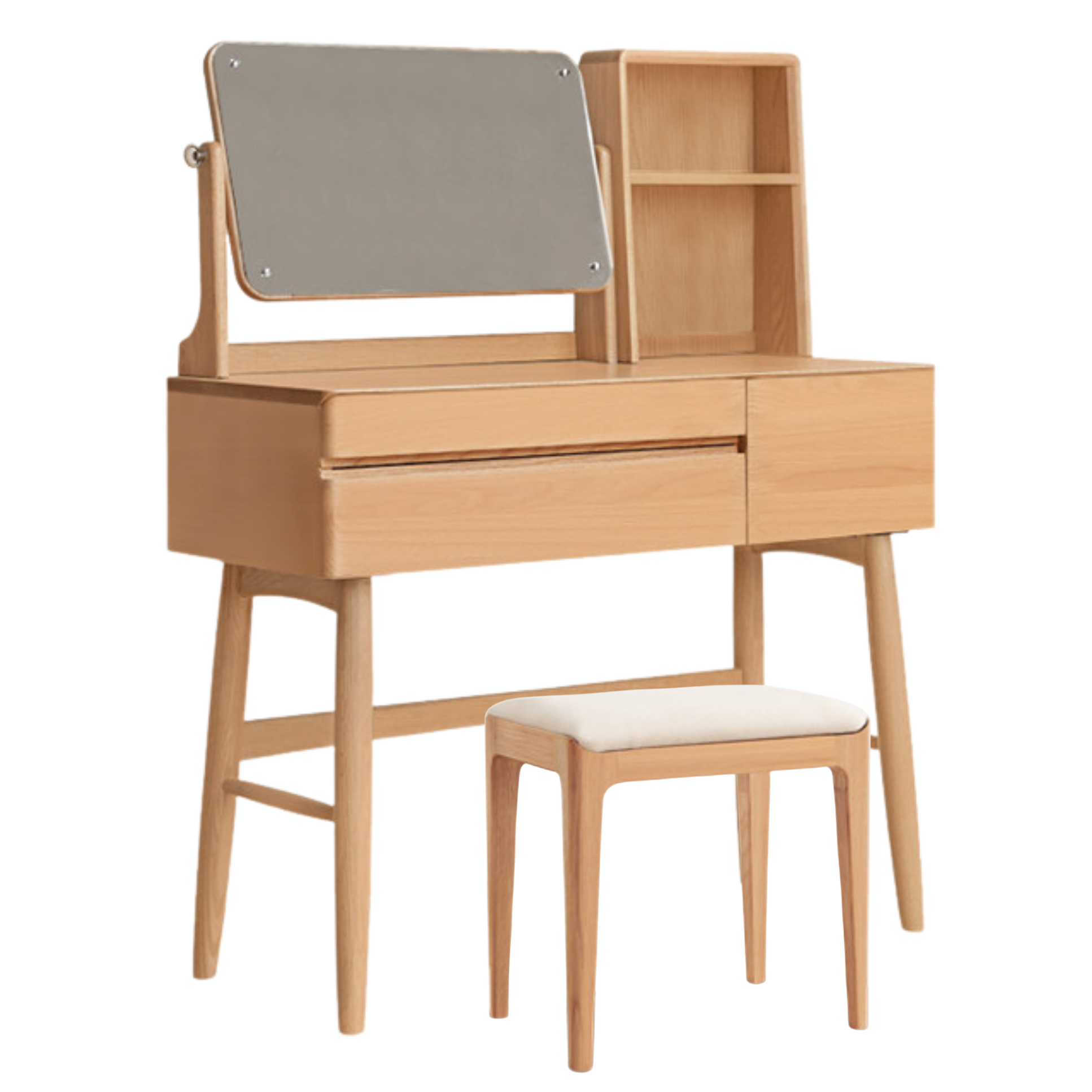 Oak, Beech Solid Wood Nordic Style Vanity Table.