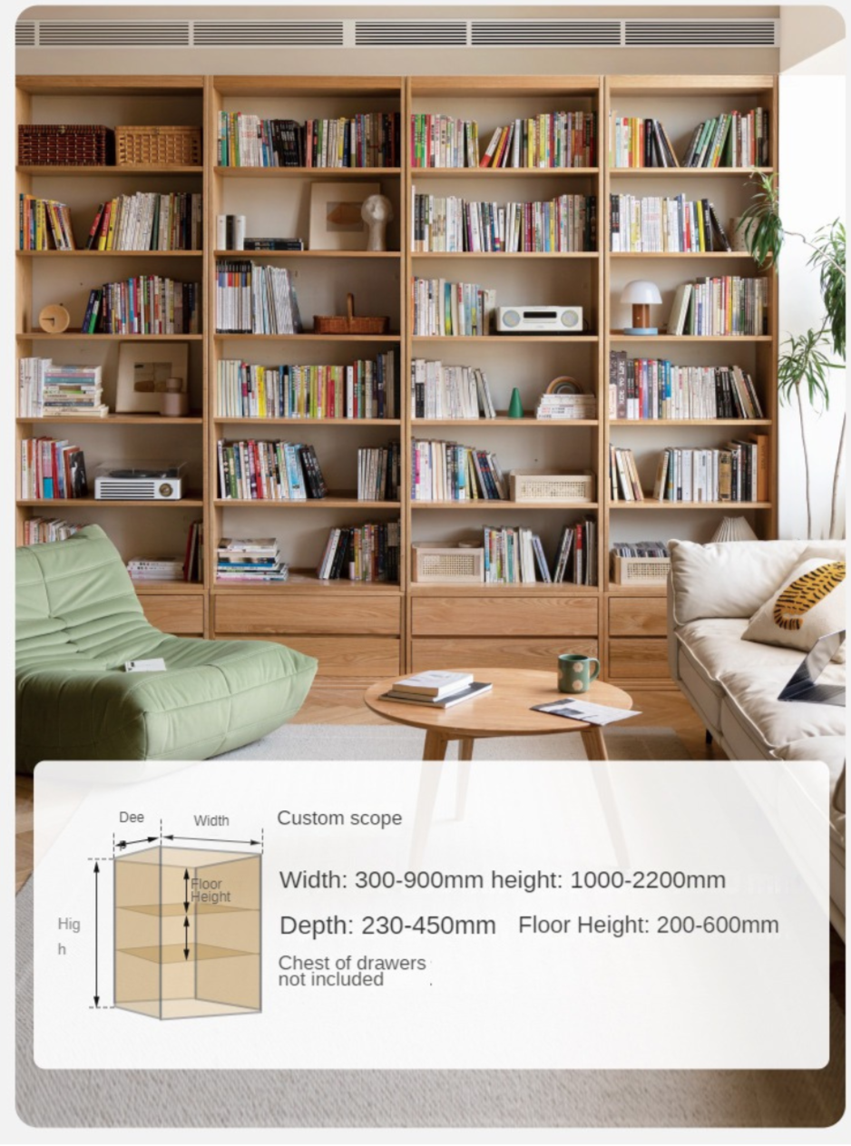 Oak Solid Wood Floor To Ceiling Bookshelves