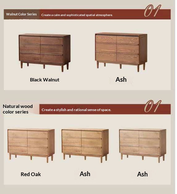 Ash Solid Wood Modern Side Cabinet with Shelved Interior