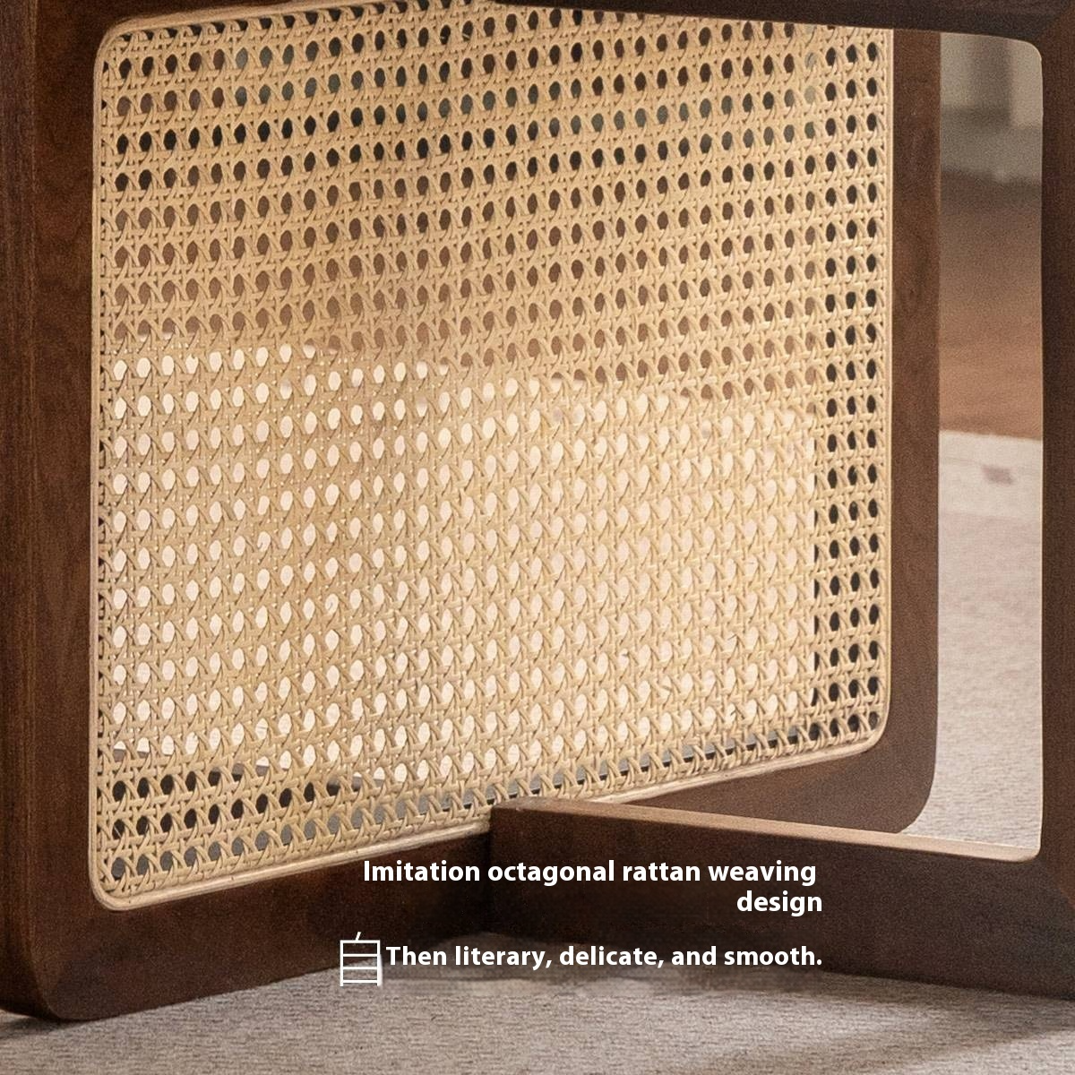 Black Walnut, Oak Solid Wood Rattan Modern Coffee Table