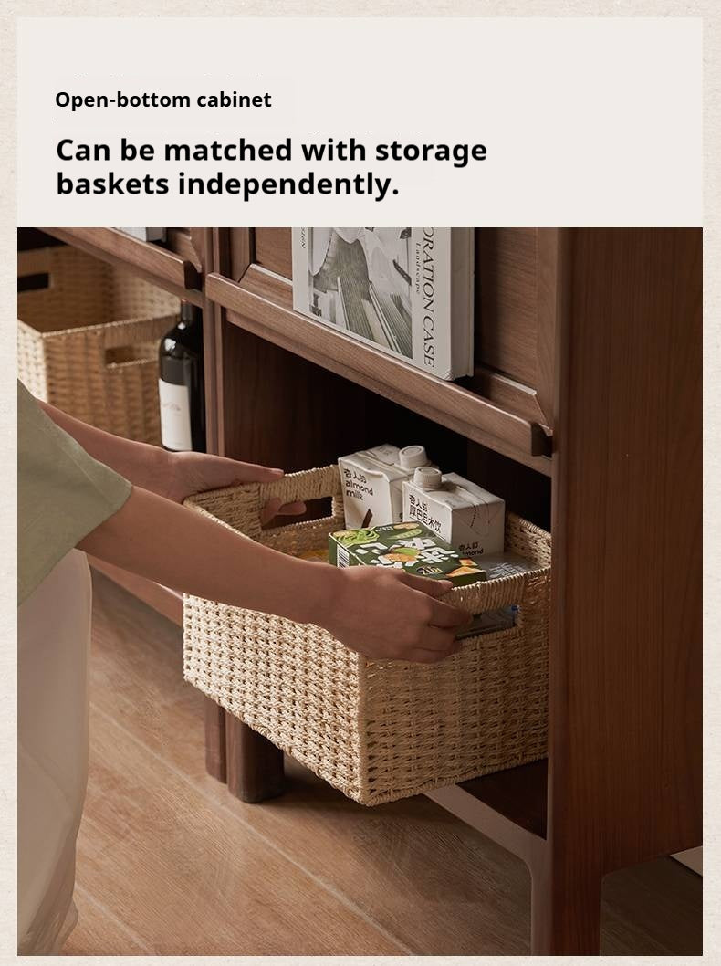 Black Walnut, Oak Solid Wood Nordic Bookcase with Glass Door