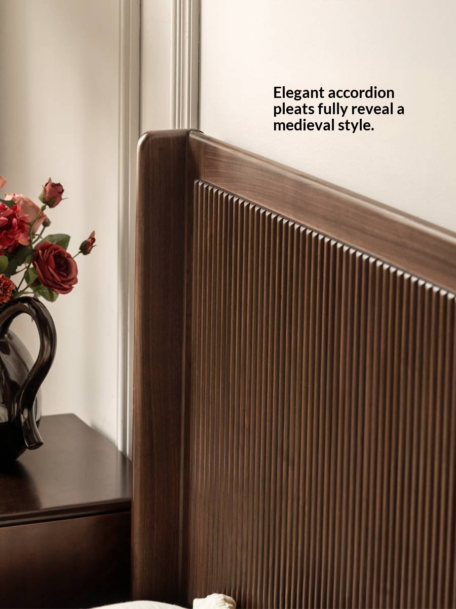 Black Walnut Solid Wood Italian Light Luxury Retro Storage Box Bed