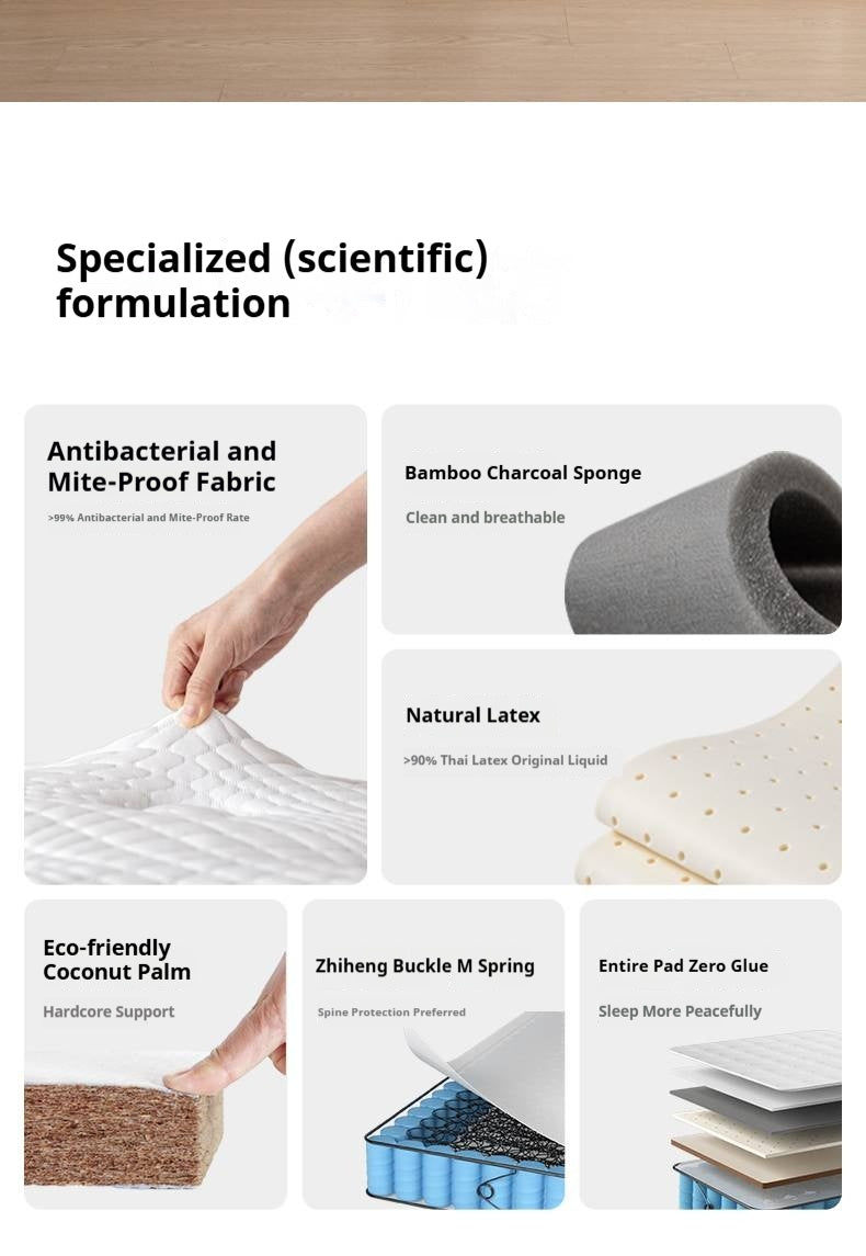 Natural Coconut Palm Hard Mattress with Latex and Simmons Spring