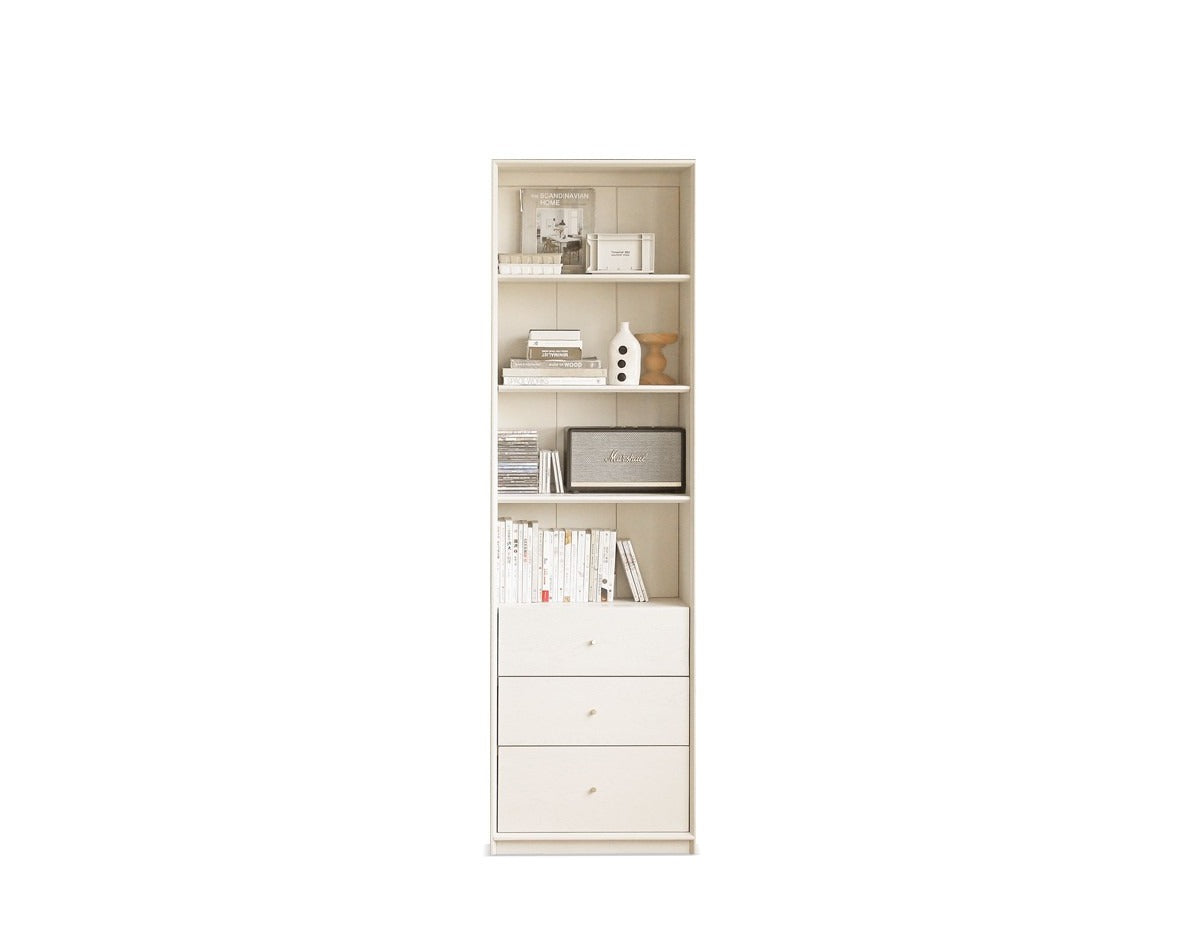 Oak Solid Wood Combination Bookcase Glass Door Floor-to-ceiling Bookshelf