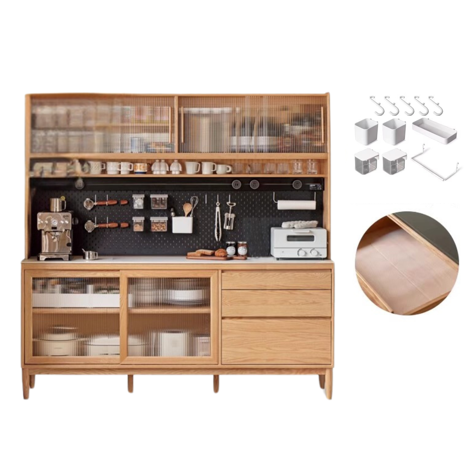 Oak, Ash Solid Wood Large Capacity Storage Sideboard