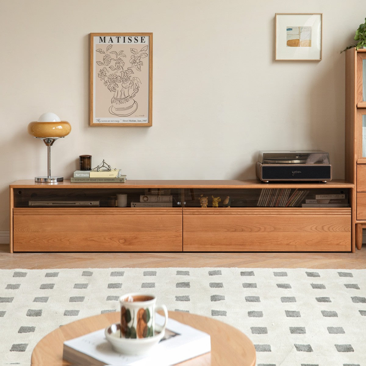 Cherry, Poplar Solid Wood Floor TV Cabinet.