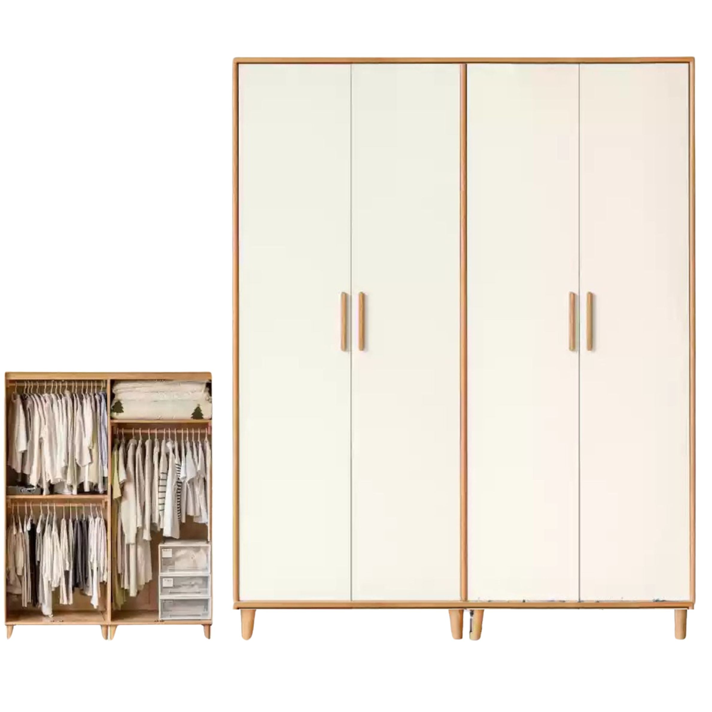 Oak Solid Wood Modern Wardrobe.