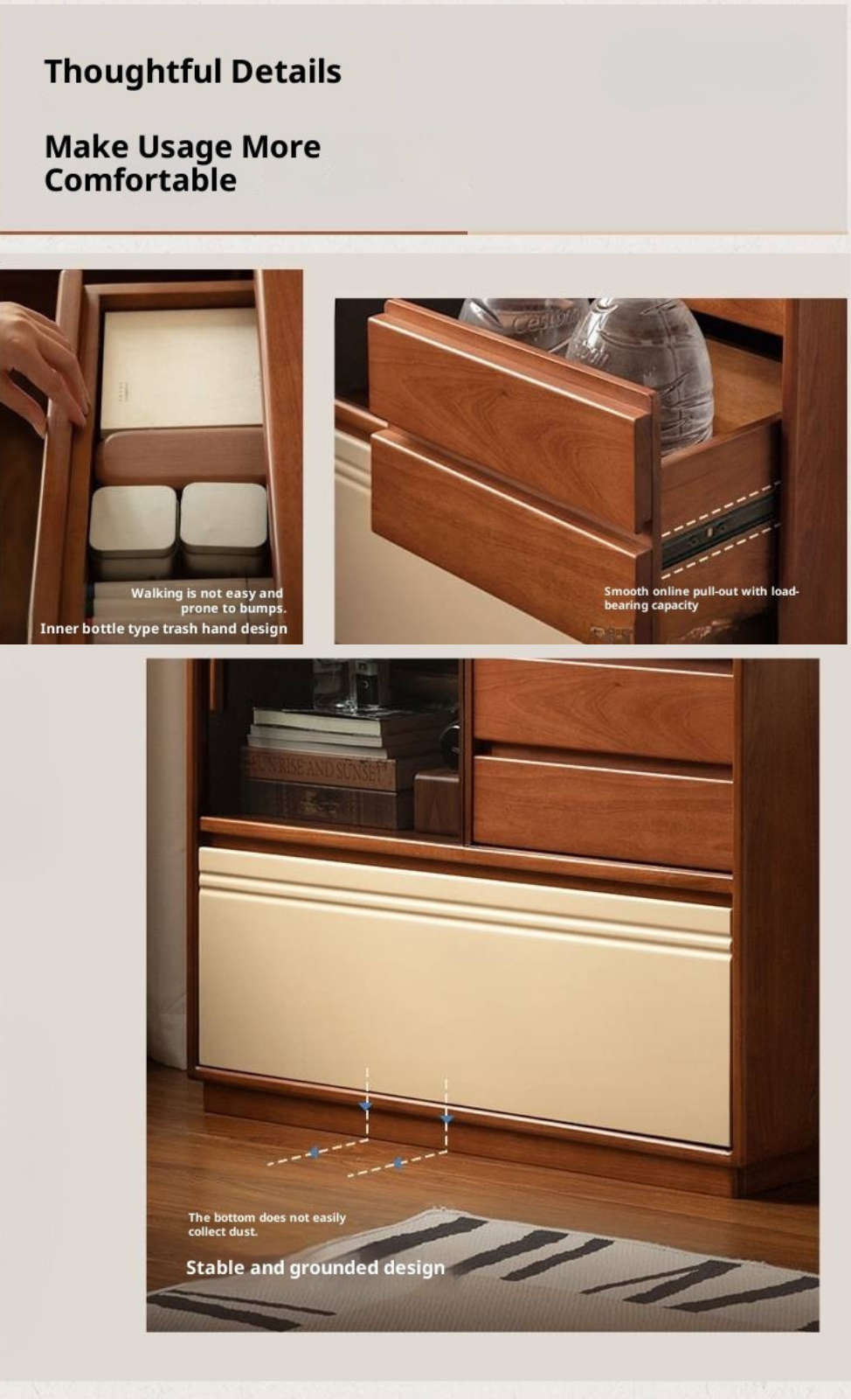 Tulipwood Solid Wood Antique Style Storage Cabinet
