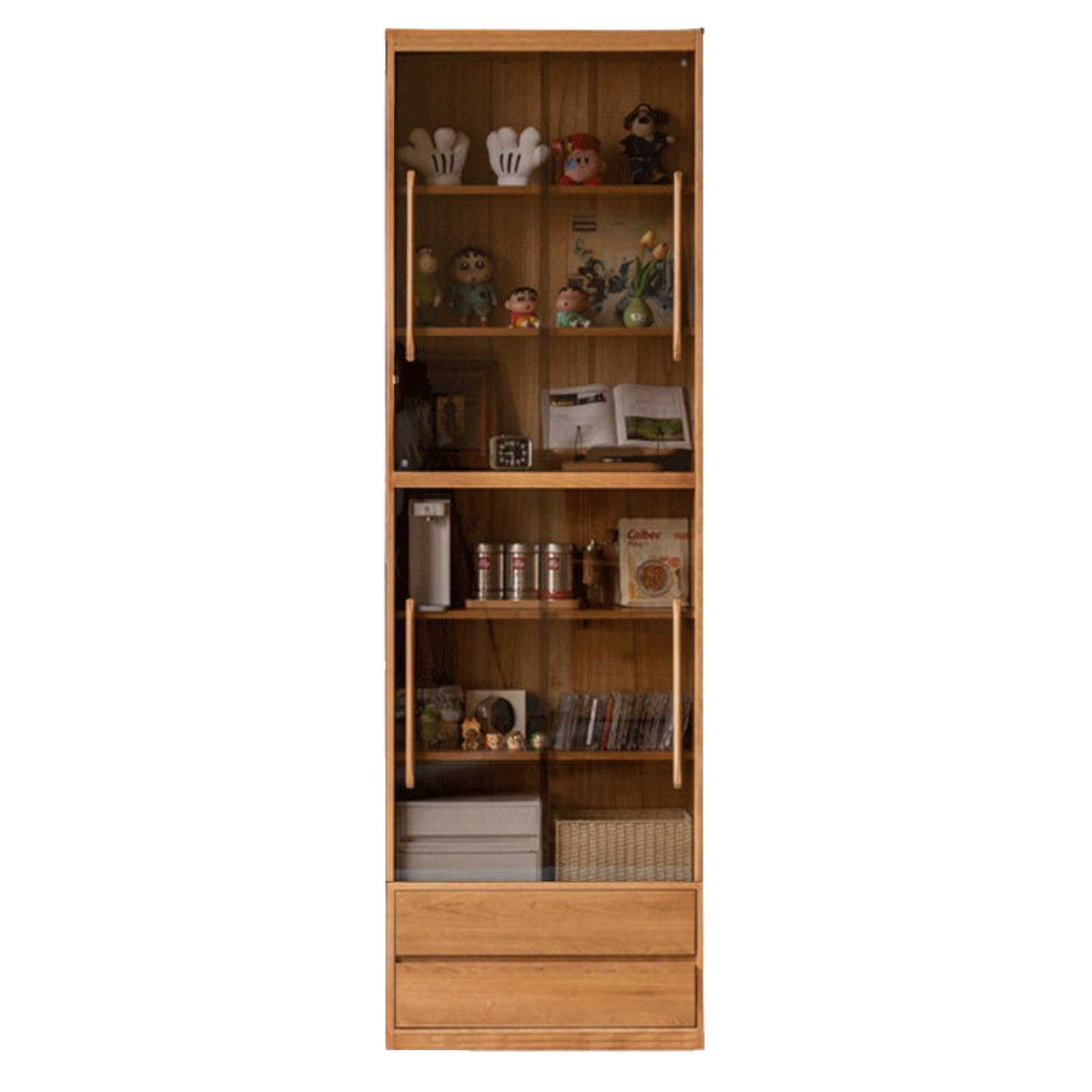 Cherry Solid Wood Bookcase Combination Glass Cabinet