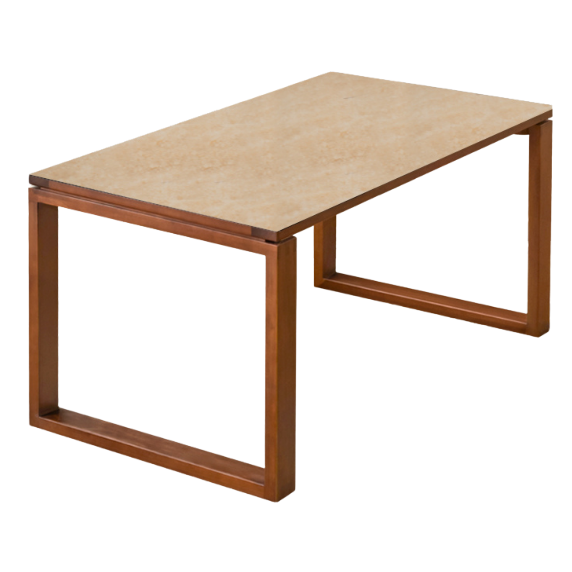 Poplar Solid Wood Medieval Style Rock Plate Dining Table